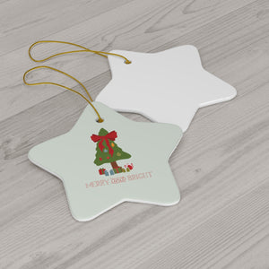 Full Bloom - Ceramic Holiday Ornament - Merry & Bright - Star - Back View