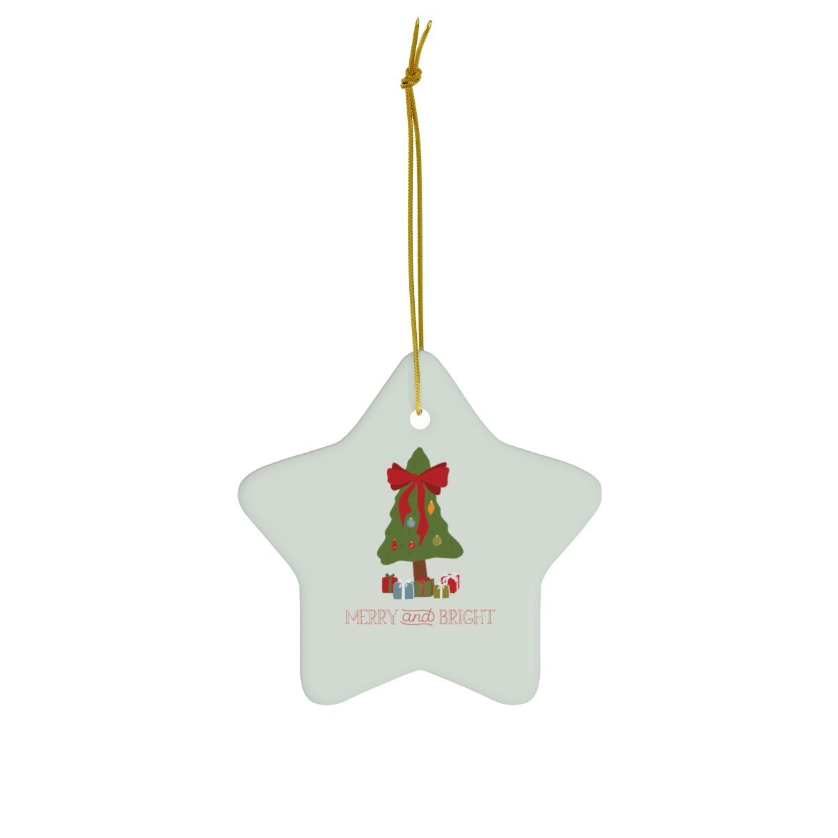Full Bloom - Ceramic Holiday Ornament - Merry & Bright - Star - Front View