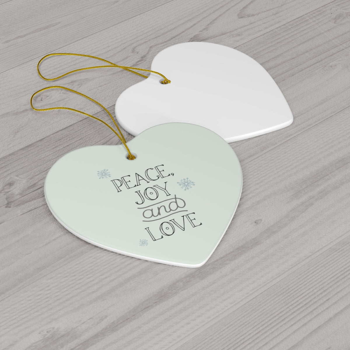 Full Bloom - Ceramic Holiday Ornament - Peace, Joy &amp; Love - Heart - Back View