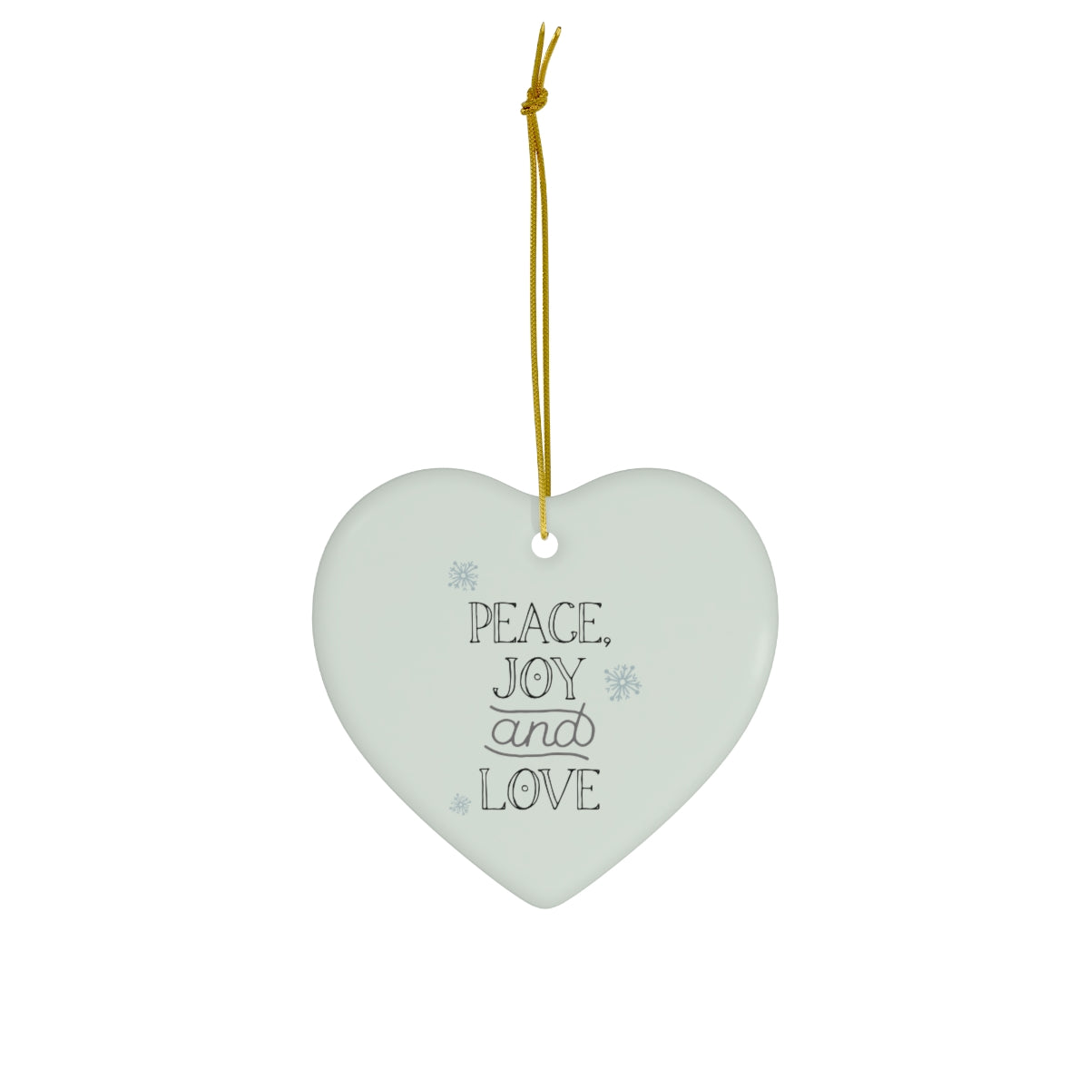 Full Bloom - Ceramic Holiday Ornament - Peace, Joy &amp; Love - Heart - Front View