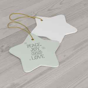 Full Bloom - Ceramic Holiday Ornament - Peace, Joy & Love - Star - Back View
