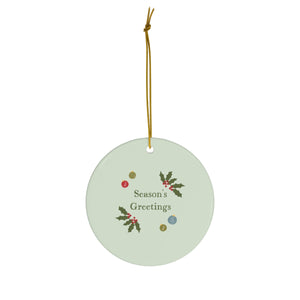 Full Bloom - Ceramic Holiday Ornament - Season's Greetings - Circle - Front View