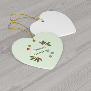 Full Bloom - Ceramic Holiday Ornament - Season's Greetings - Heart - Back View