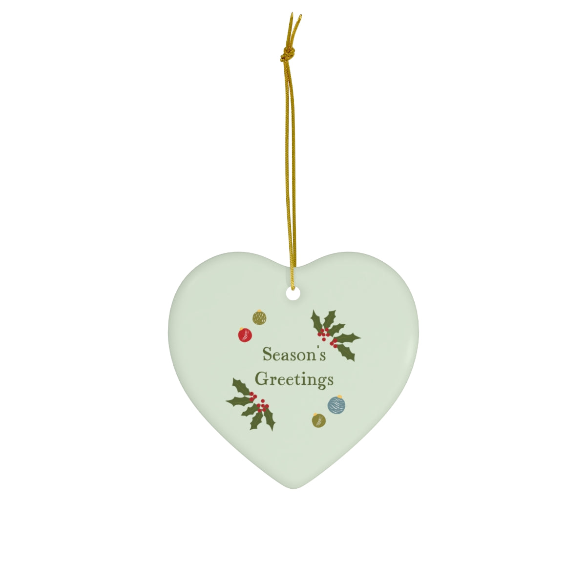 Full Bloom - Ceramic Holiday Ornament - Season's Greetings - Heart - Front View