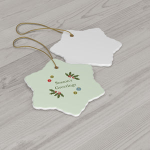 Full Bloom - Ceramic Holiday Ornament - Season's Greetings - Snowflake - Back View
