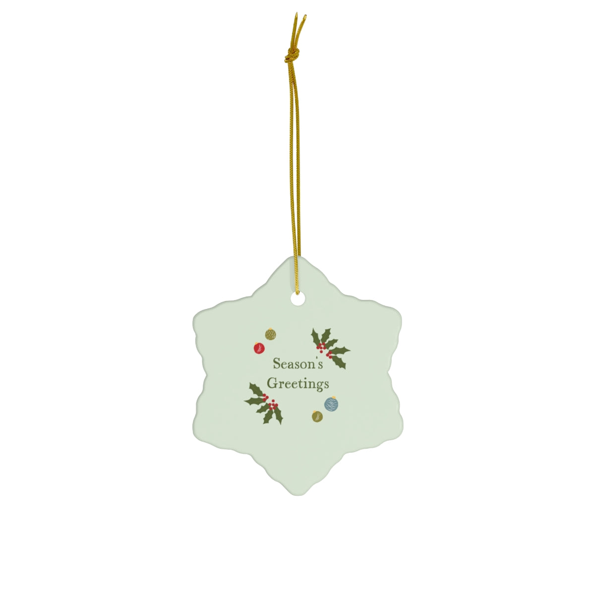 Full Bloom - Ceramic Holiday Ornament - Season's Greetings - Snowflake - Front View