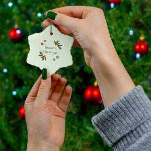 Full Bloom - Ceramic Holiday Ornament - Season's Greetings - Snowflake - In Use