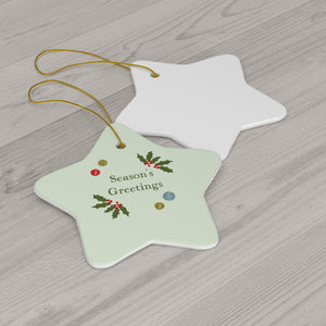 Full Bloom - Ceramic Holiday Ornament - Season's Greetings - Star - Back View