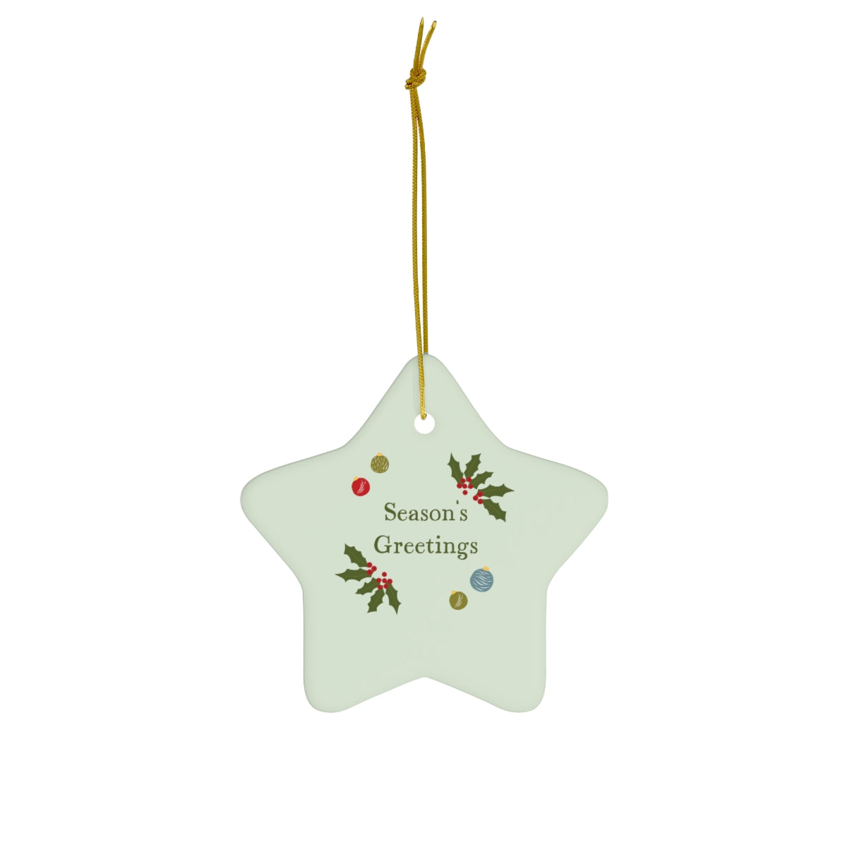 Full Bloom - Ceramic Holiday Ornament - Season's Greetings - Star - Front View