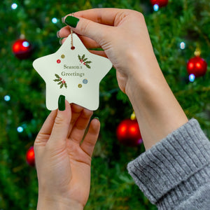 Full Bloom - Ceramic Holiday Ornament - Season's Greetings - Star - In Use