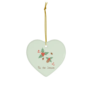 Full Bloom - Ceramic Holiday Ornament - Tis the Season - Heart - Front View