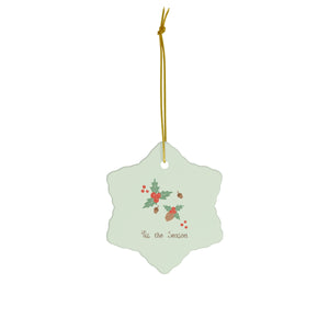 Full Bloom - Ceramic Holiday Ornament - Tis the Season - Snowflake - Front View