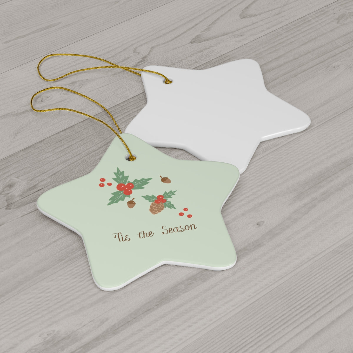 Full Bloom - Ceramic Holiday Ornament - Tis the Season - Star - Back View
