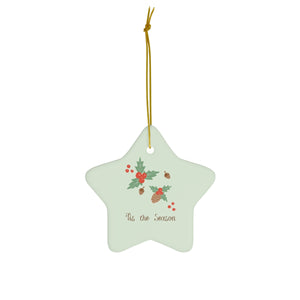 Full Bloom - Ceramic Holiday Ornament - Tis the Season - Star - Front View