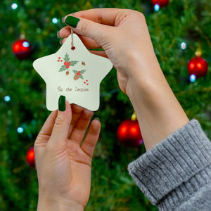 Full Bloom - Ceramic Holiday Ornament - Tis the Season - Star - In Use