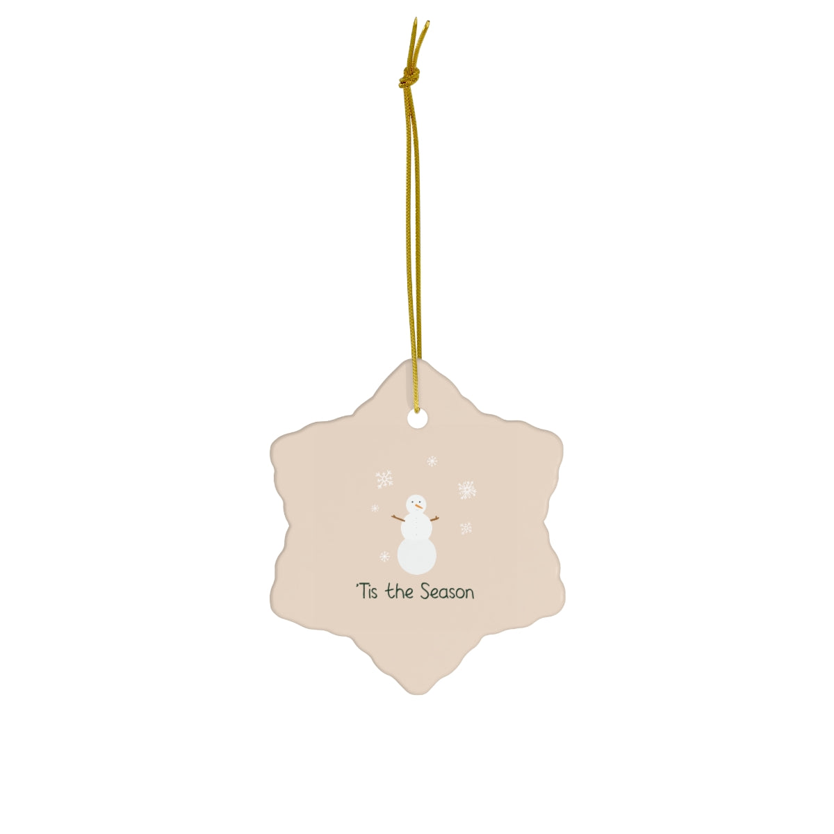 Full Bloom - Ceramic Holiday Ornament - Tis the Season Snowman - Snowflake - Front View