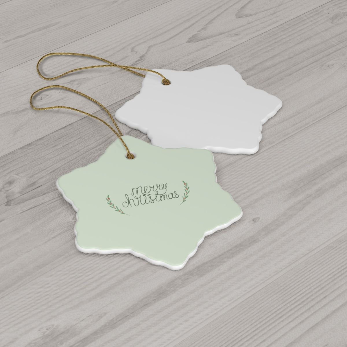 Full Bloom - Full Bloom - Ceramic Holiday Ornament - Merry Christmas - Snowflake - Back View