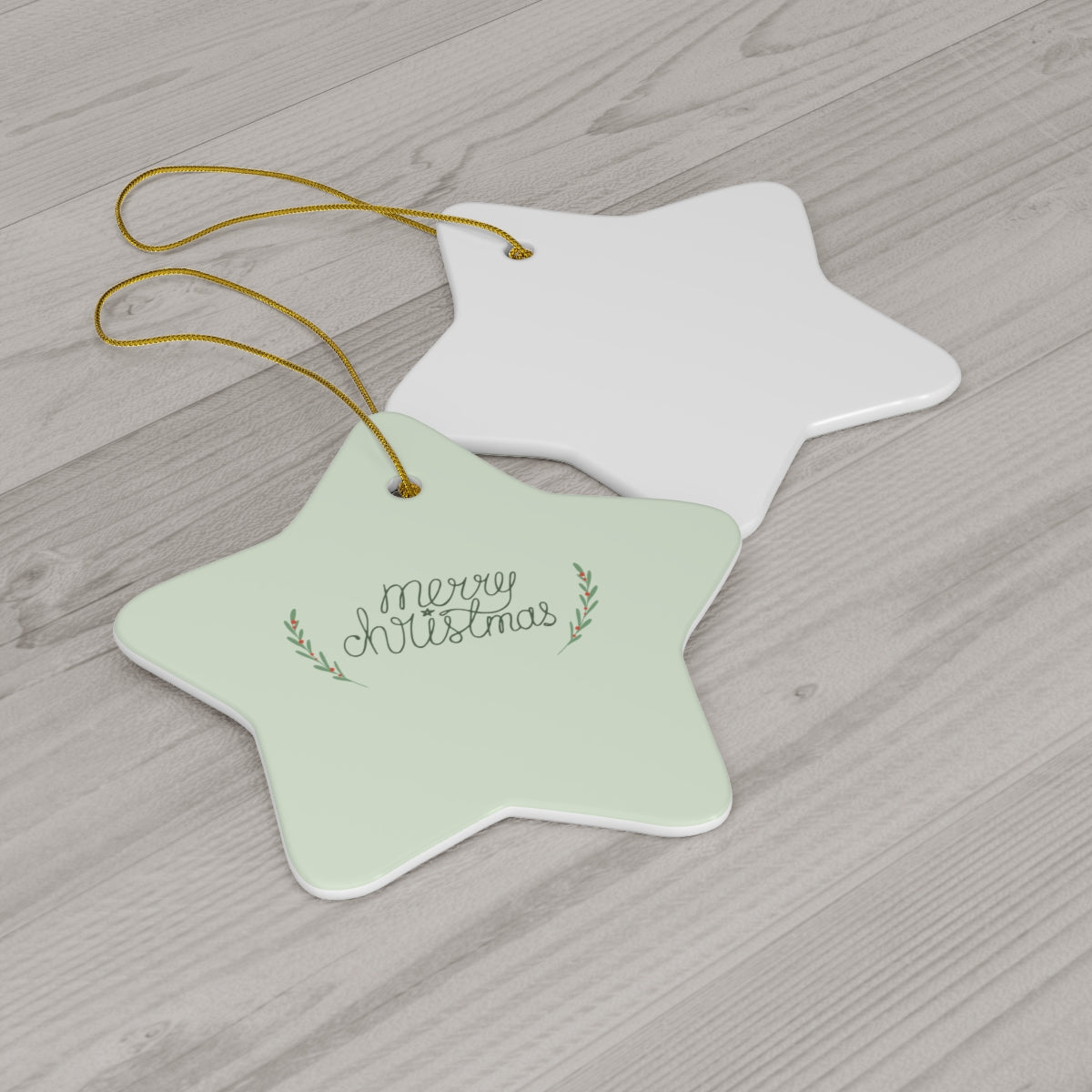 Full Bloom - Full Bloom - Ceramic Holiday Ornament - Merry Christmas - Star - Back View