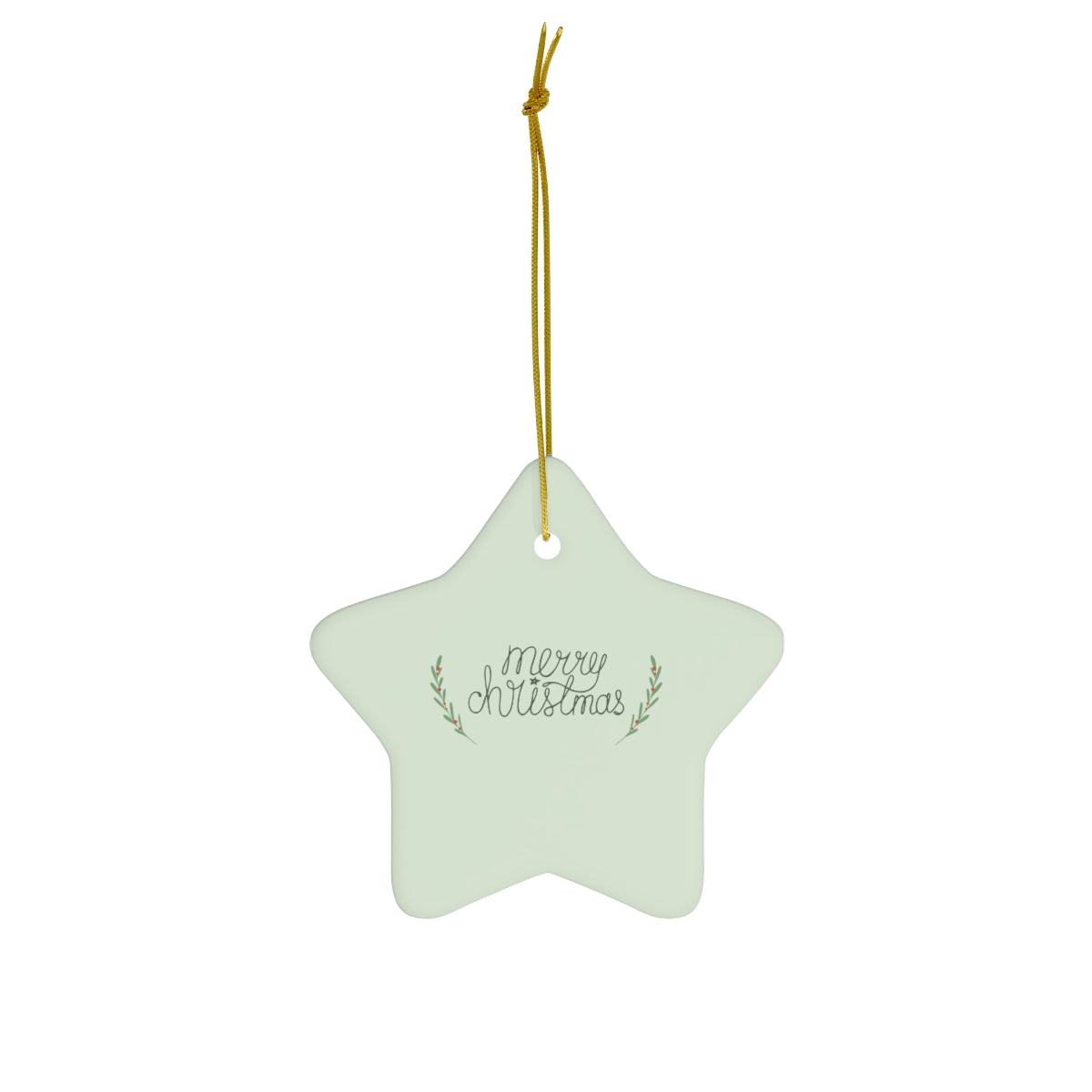 Full Bloom - Full Bloom - Ceramic Holiday Ornament - Merry Christmas - Star - Front View