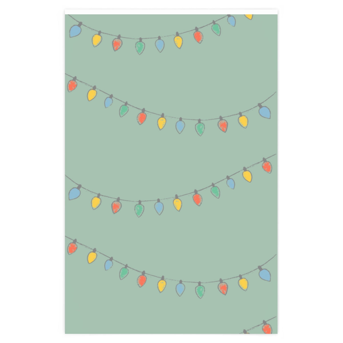Full Bloom - Green Holiday Wrapping Paper - Christmas Lights - 24x36