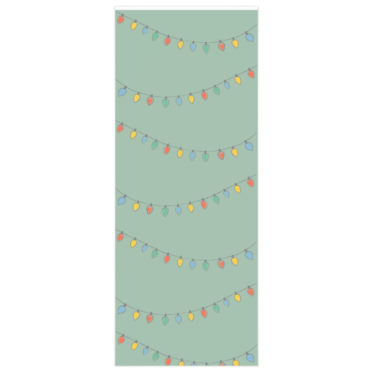 Full Bloom - Green Holiday Wrapping Paper - Christmas Lights - 24x60