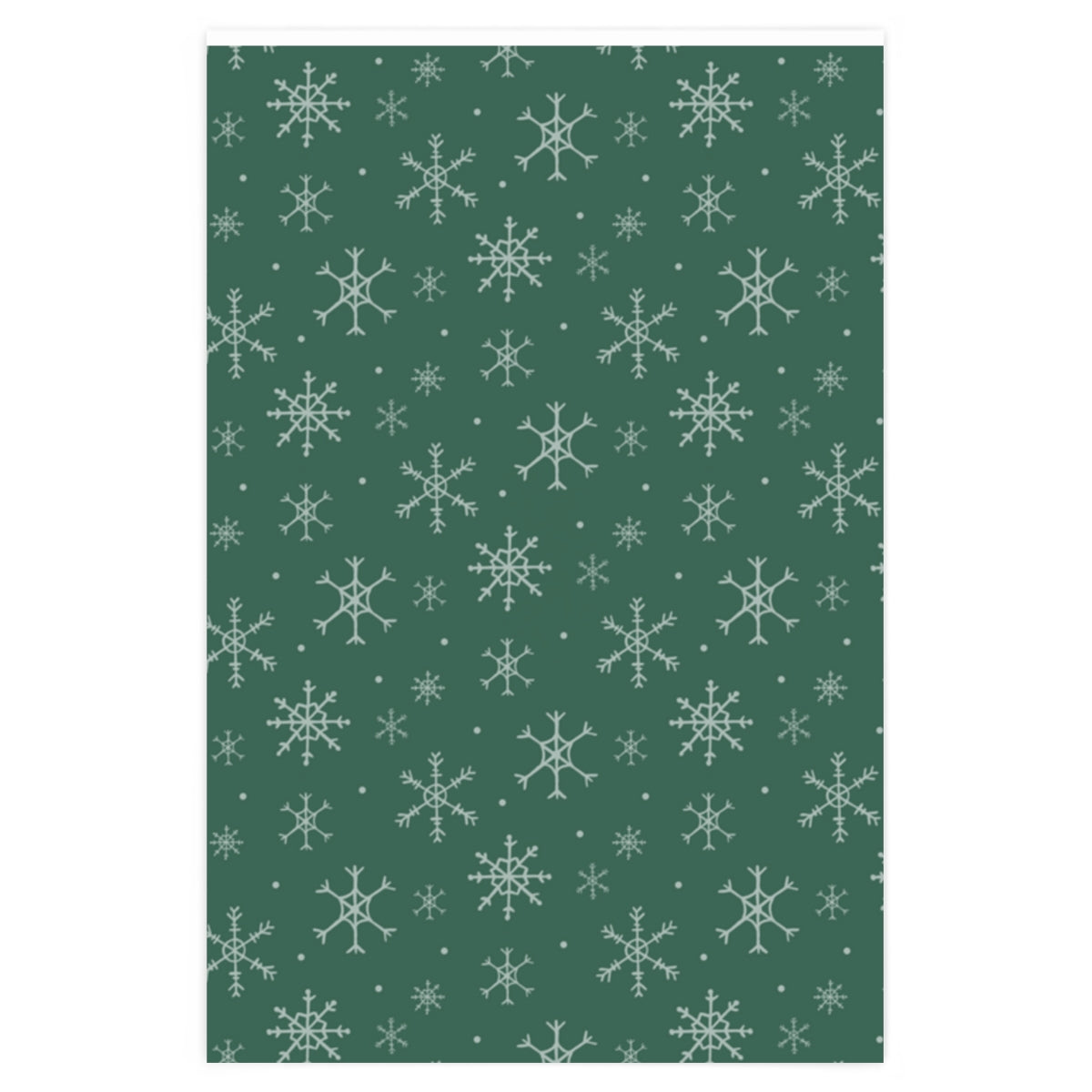 Full Bloom - Green Holiday Wrapping Paper - Snowflakes - 24x36