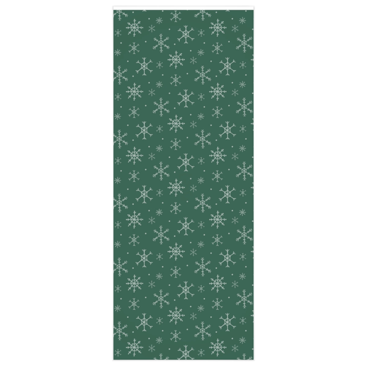 Full Bloom - Green Holiday Wrapping Paper - Snowflakes - 24x60