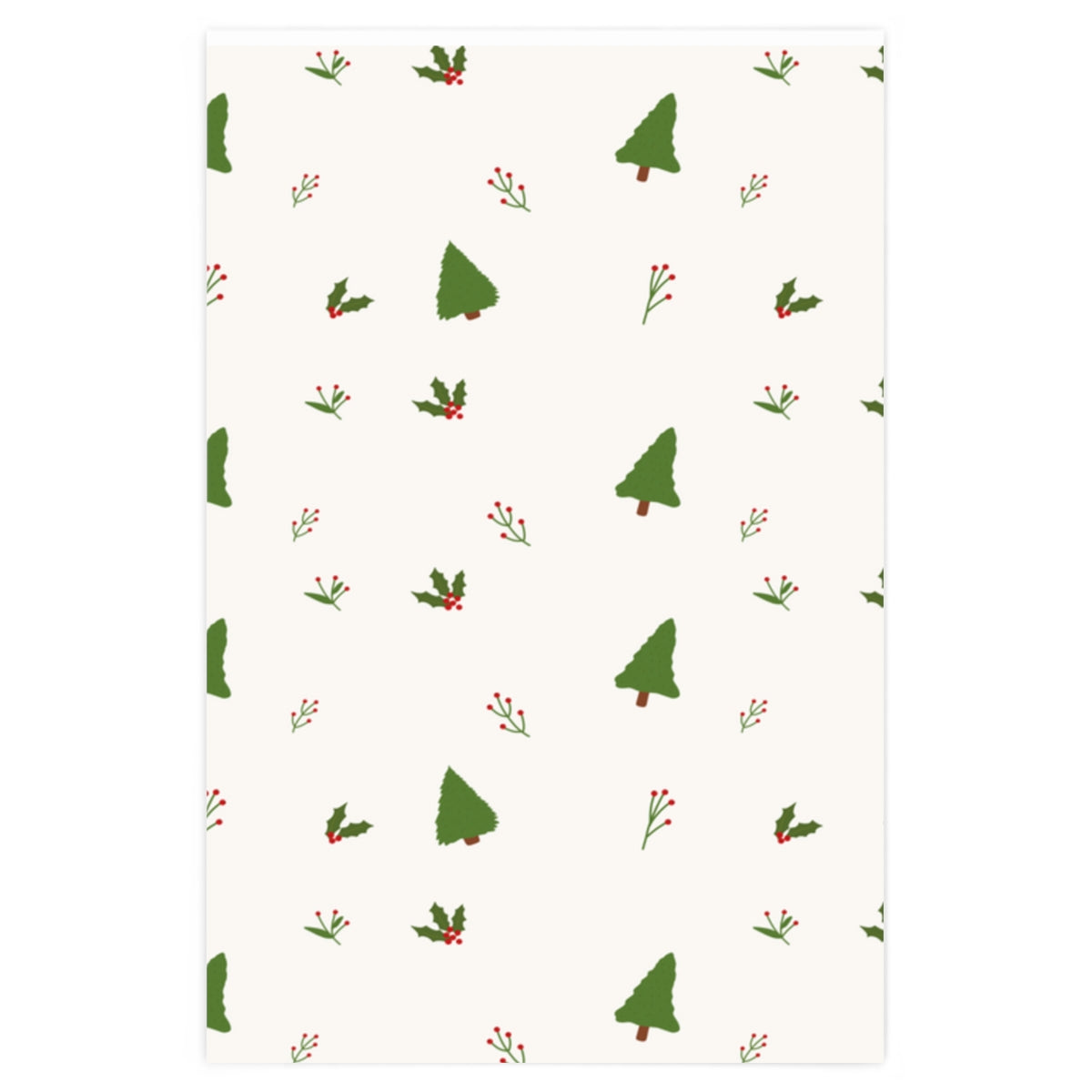 Full Bloom - Holiday Wrapping Paper - Holly Trees - 24x36