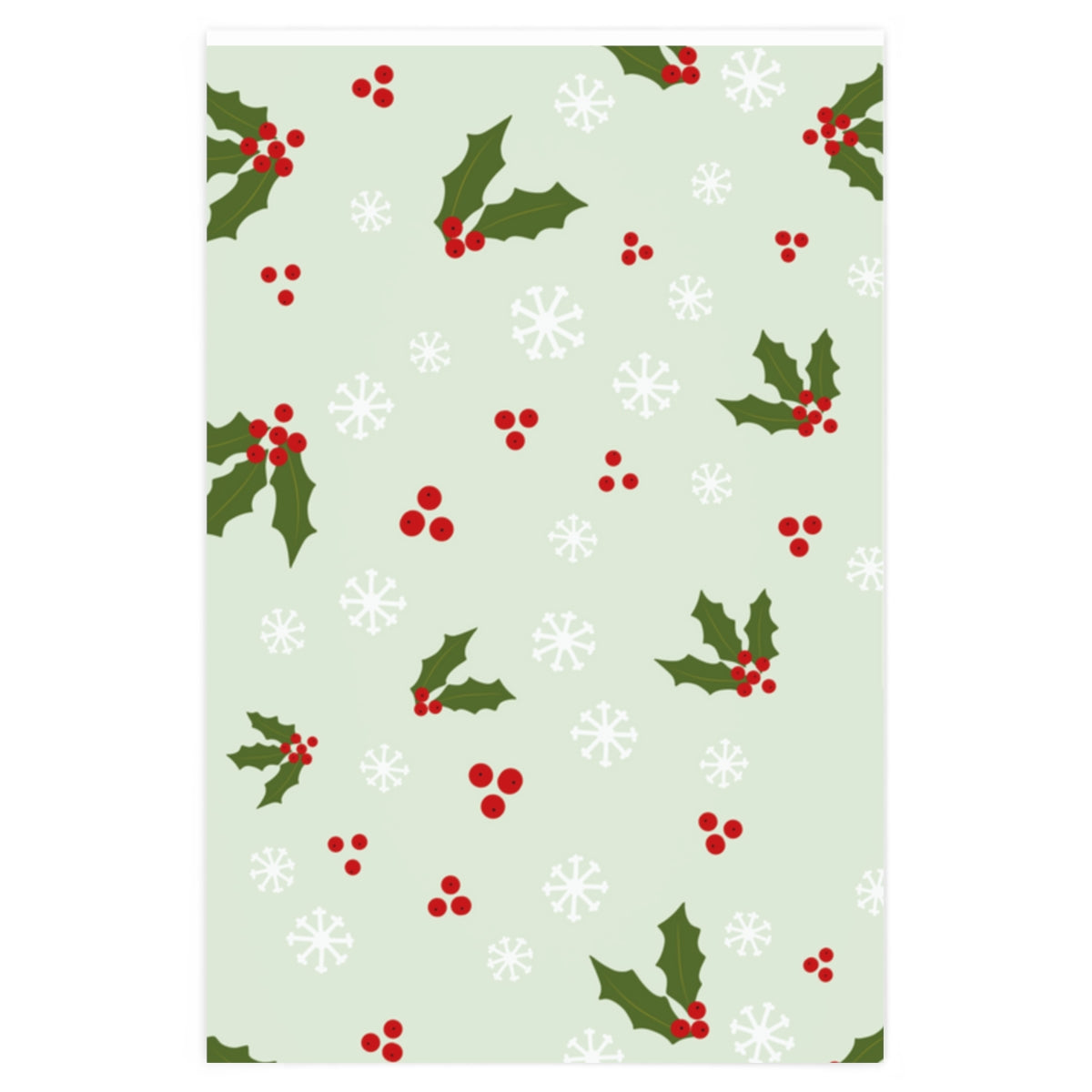 Full Bloom - Holiday Wrapping Paper - Holly & Snowflakes - 24x36