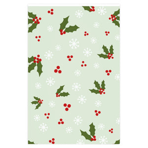 Full Bloom - Holiday Wrapping Paper - Holly & Snowflakes - 24x36