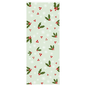 Full Bloom - Holiday Wrapping Paper - Holly & Snowflakes - 24x60
