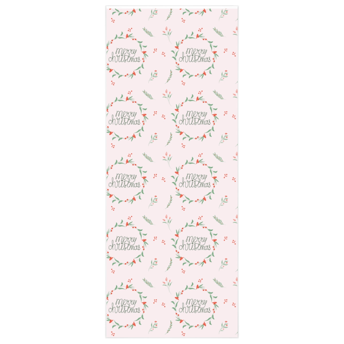 Full Bloom - Holiday Wrapping Paper - Merry Christmas Wreaths - 24x60