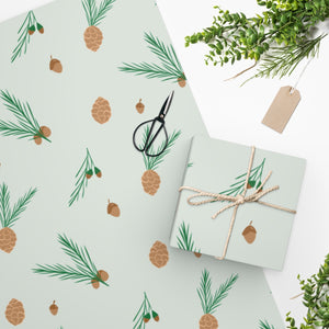Full Bloom - Holiday Wrapping Paper - Pinecones - In Use