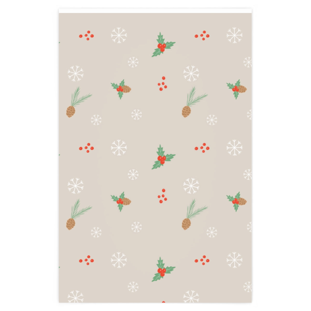 Full Bloom - Holiday Wrapping Paper - Pinecones & Snowflakes -24x36