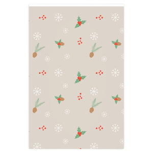 Full Bloom - Holiday Wrapping Paper - Pinecones & Snowflakes -24x36