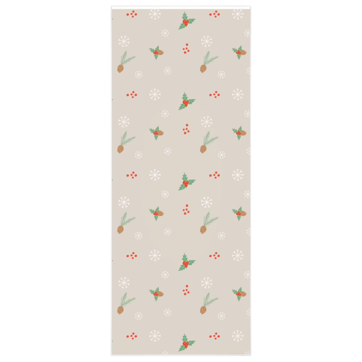 Full Bloom - Holiday Wrapping Paper - Pinecones & Snowflakes - 24x60