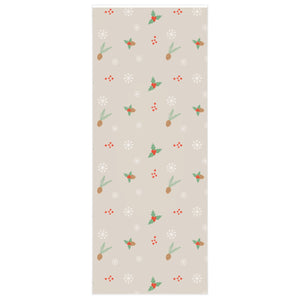 Full Bloom - Holiday Wrapping Paper - Pinecones & Snowflakes - 24x60