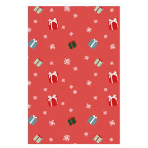 Full Bloom - Holiday Wrapping Paper - Presents & Snowflakes - 24x36