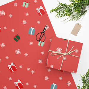 Full Bloom - Holiday Wrapping Paper - Presents & Snowflakes - In Use