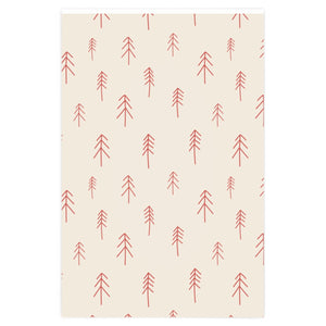 Full Bloom - Holiday Wrapping Paper - Red Evergreens - 24x36