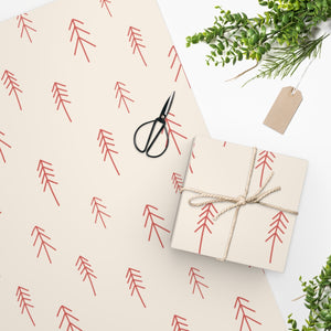 Full Bloom - Holiday Wrapping Paper - Red Evergreens - In Use