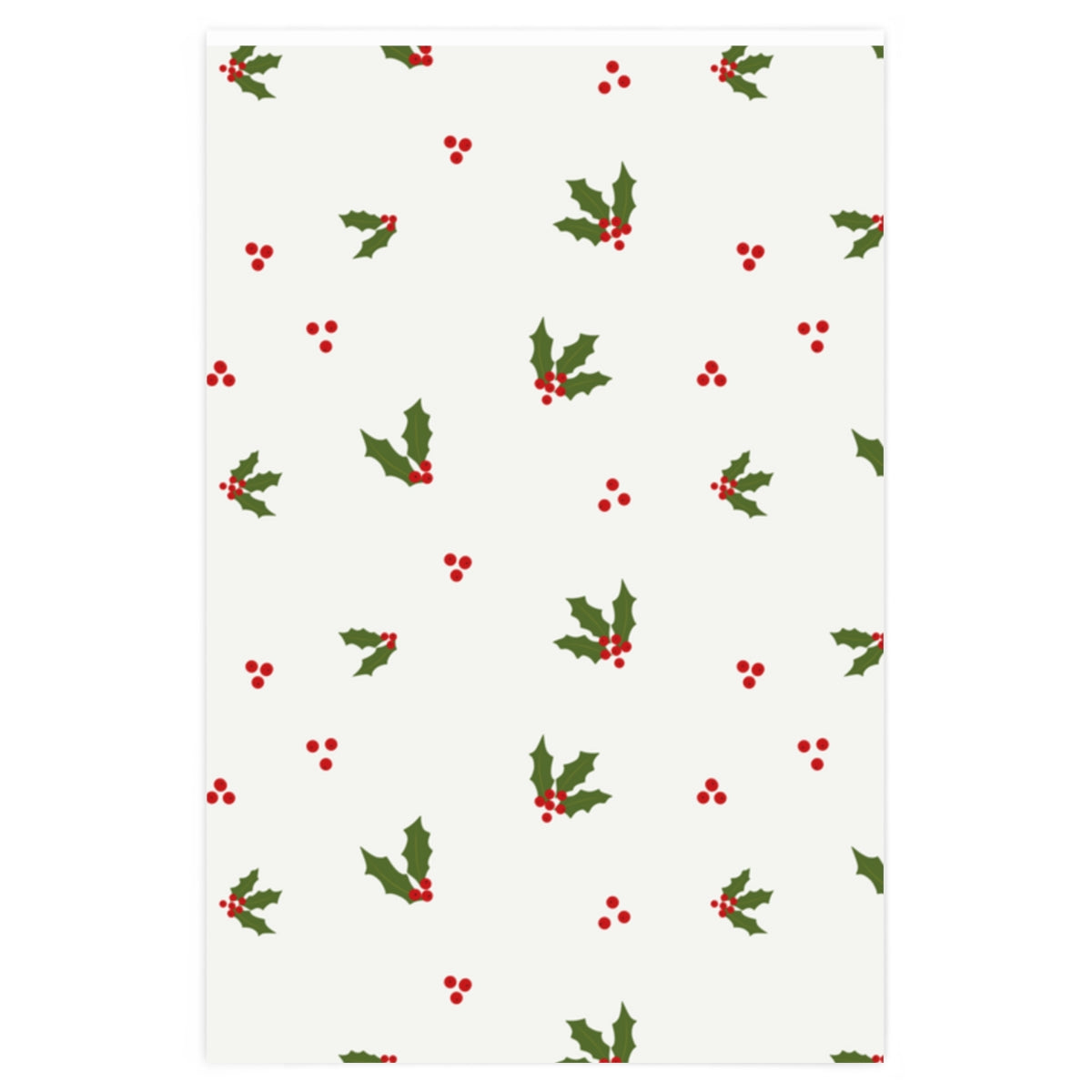Full Bloom - Holiday Wrapping Paper - Red & Green Holly - 24x36