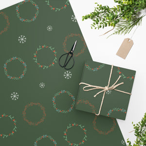 Full Bloom - Holiday Wrapping Paper - Wreaths - In Use