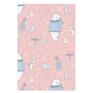 Full Bloom - Pink Holiday Wrapping Paper - Holiday Animals - 24x36
