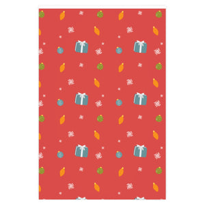 Full Bloom - Red Holiday Wrapping Paper - Presents & Ornaments - 24x36
