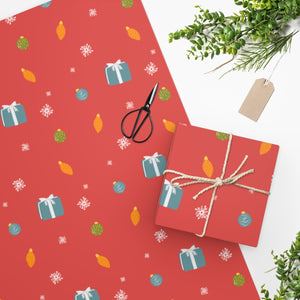Full Bloom - Red Holiday Wrapping Paper - Presents & Ornaments - In Use