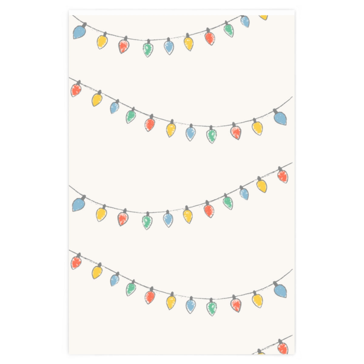 Full Bloom - White Holiday Wrapping Paper - Christmas Lights - 24x36