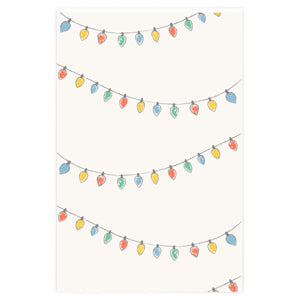 Full Bloom - White Holiday Wrapping Paper - Christmas Lights - 24x36