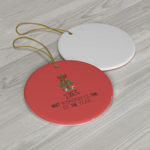 Meraki Paper - Ceramic Holiday Ornament - Most Wonderful Time of the Year - Circle - Back View