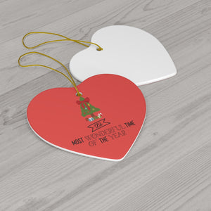 Meraki Paper - Ceramic Holiday Ornament - Most Wonderful Time of the Year - Heart - Back View